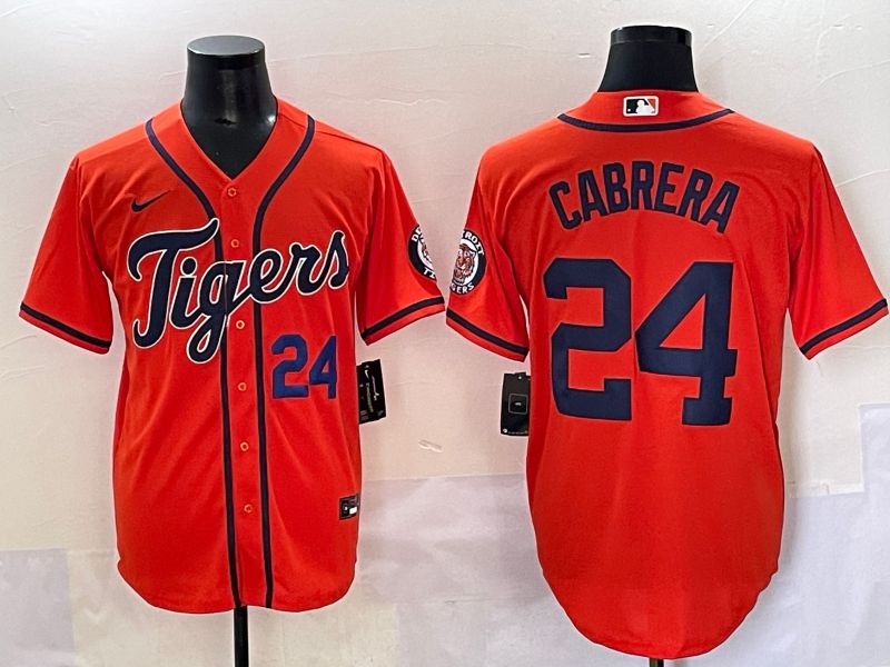 Men 2025 Detroit Tigers 24 Cabrera Orange Game Nike MLB Jersey style 3